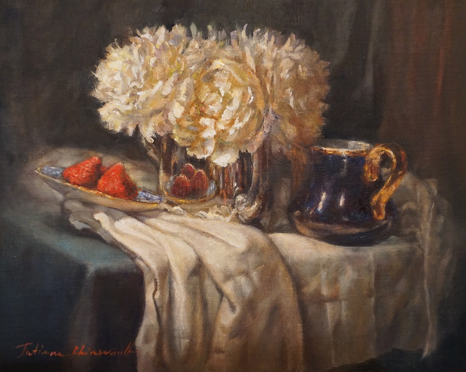 Strawberries and Peonies by Tatiana Rhinevault - Click for Details