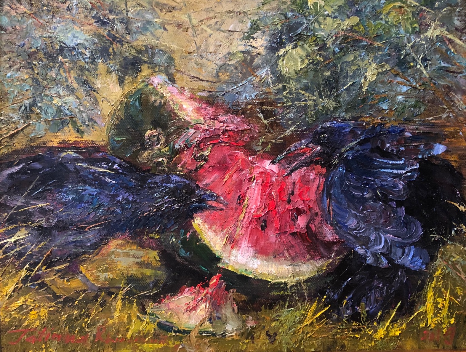 Crows and watermelon  by Tatiana Rhinevault - Click for Details